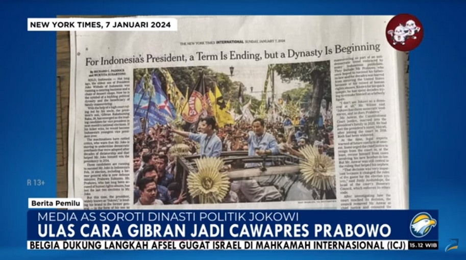 Media AS Sebut Gibran sebagai Figur Dinasti Politik dan Matinya Demokrasi
