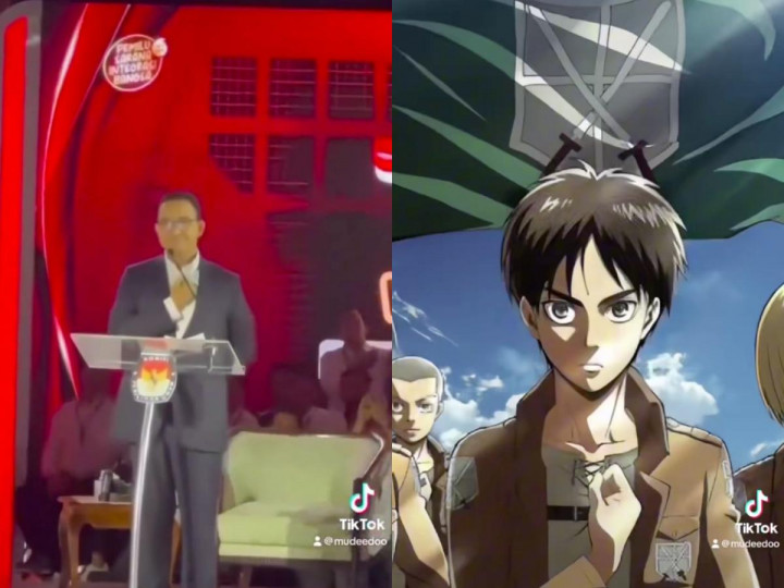 Anies Baswedan Lakukan Salute Ala Attack On Titan saat Debat Ketiga Capres