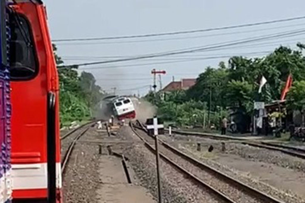 KA Pandalungan Anjlok di Tanggulangin Sidoarjo