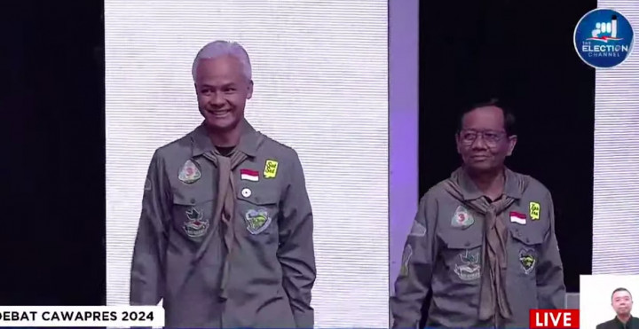 Sesuai Tema Debat Cawapres, Ganjar dan Mahfud MD Pakai Baju Pencinta Alam