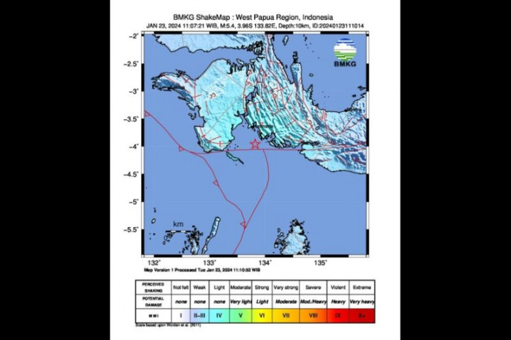 Gempa Magnitudo 5,4 Guncang Kaimana Papua Barat