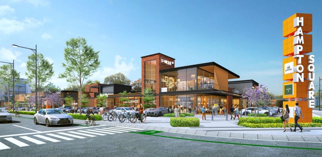 Hampton Square adalah area komersial sepanjang 2 hektar yang diperuntukkan sebagai tenant pooler dan entertainment area. Dok. Ist