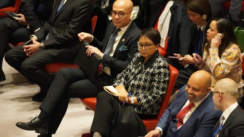 Menteri Luar Negeri Retno Marsudi dalam pertemuan debat terbuka DK PBB di New York, AS. Foto. Dok. Kemenlu RI