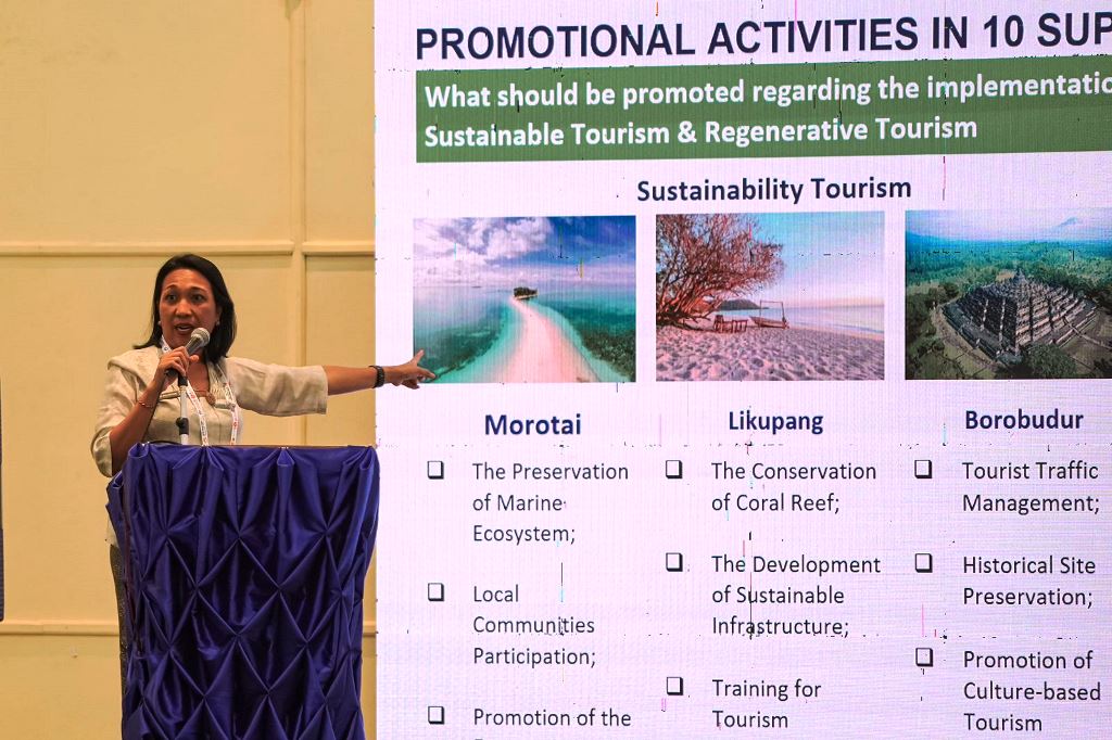 Deputi Bidang Pemasaran Kemenparekraf, Ni Made Ayu Marthini, saat menghadiri NTO’s Media Briefing ASEAN Tourism Forum 2024 di Vientiane, Laos, Rabu 24 Januari 2024. Dok. Kemenparekraf