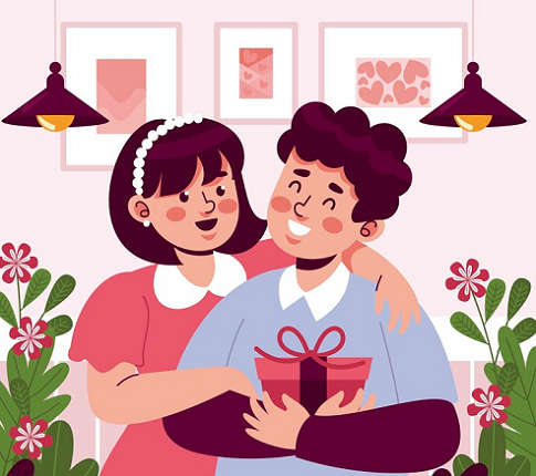 Saling memberi hadiah pada pasangan bisa menjadi ide merayakan Spouse day. (Foto: Ilustrasi. Dok. Freepik.com)