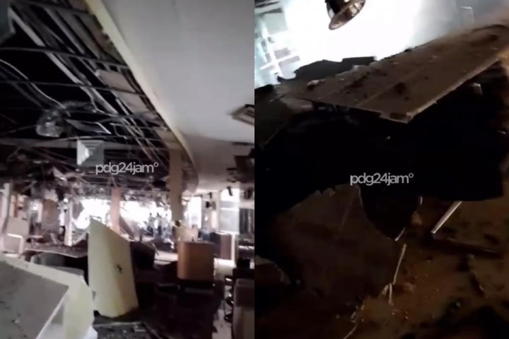 Kondisi Bangunan RS Semen Padang Pascaledakan, Plafon Ambruk