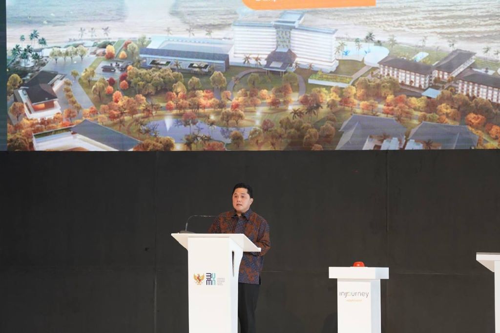 Menteri BUMN Erick Thohir meresmikan proyek revitalisasi Bali Beach Convention Center. Foto: Dok istimewa