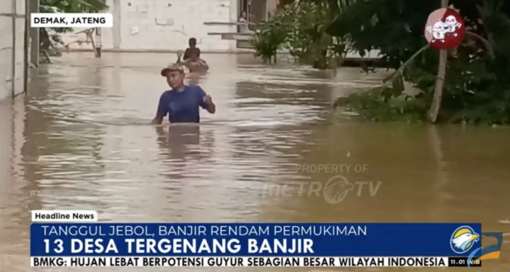 Banjir di 13 Desa Demak Akibat Tanggul Jebol