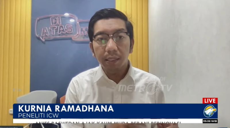 Peneliti ICW Kurnia Ramadhana. Foto: Tangkapan layar.