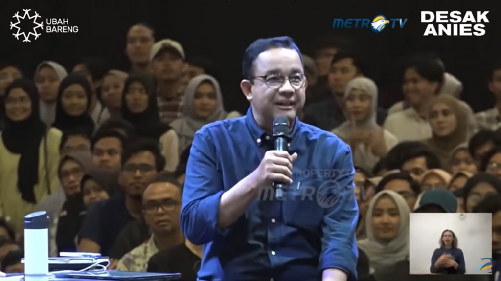 Calon Presiden Nomor Urut 1, Anies Basweda, dalam acara Desak Anies di Semarang. DOK YouTube Metro TV
