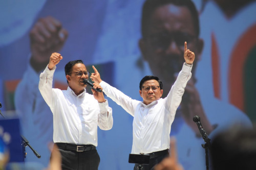 Pasangan Anies Baswedan dan Muhaimin Iskandar saat kampanye akbar/Medcom.id/Duta