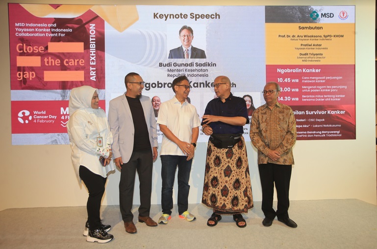 Menkesi di peringatan Hari Kanker Sedunia tahun ini, yang mengusung tema: ‘Close the Care Gap’. Dok. MSD