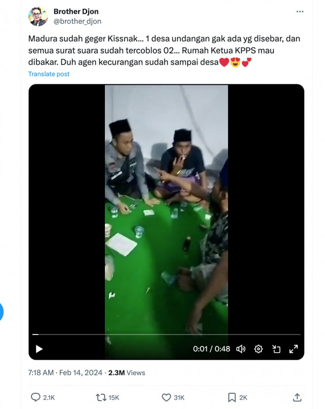 Foto tangkapan layar video viral dengan narasi dugaan kecurangan di Madura, Jawa Timur