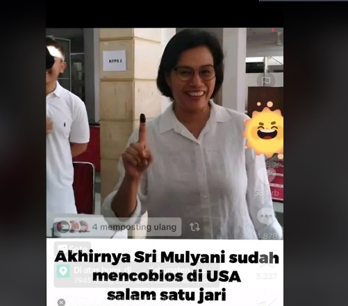 Cek Fakta: Beredar Video Sri Mulyani Pilih Paslon 01 di Pilpres 2024, Ini Faktanya