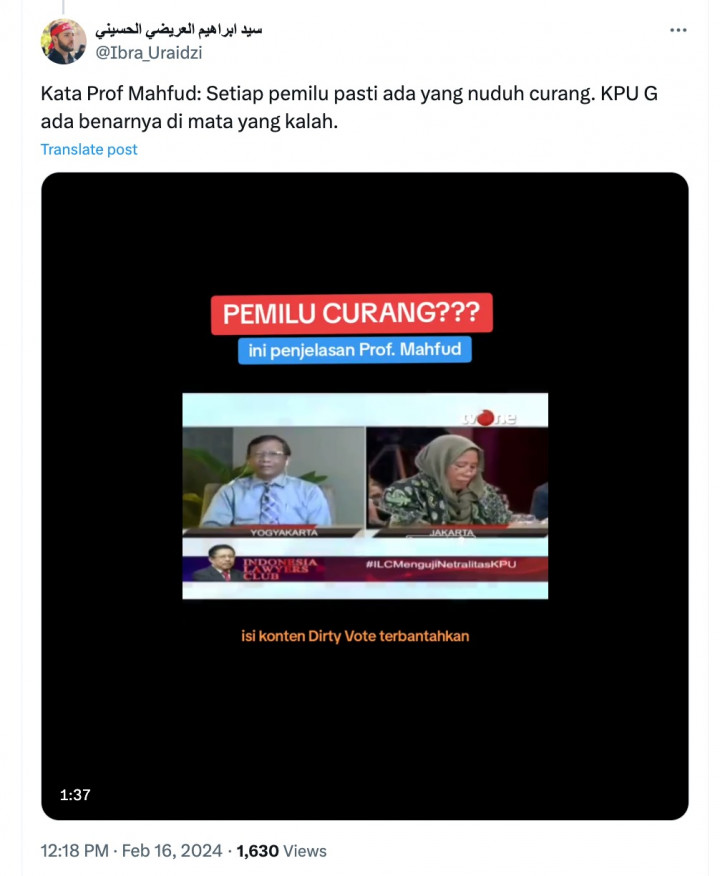 Mahfud MD Akui Pernah Sebut Setiap Pemilu Pihak yang Kalah selalu Menuduh Curang