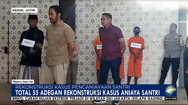 Rekonstruksi Penganiayaan Santri di Kediri Reka Ulang 55 Adegan