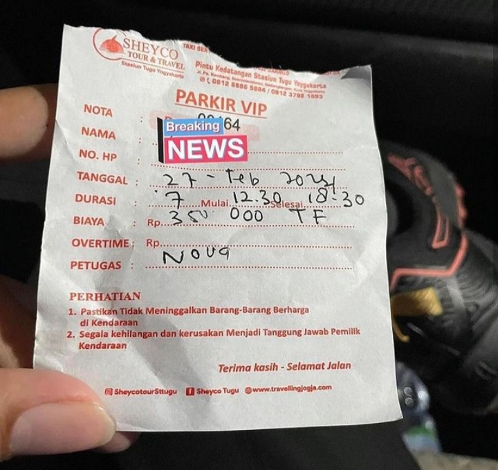Viral, Tarif Parkir di Stasiun Yogyakarta 6 Jam Rp350 Ribu