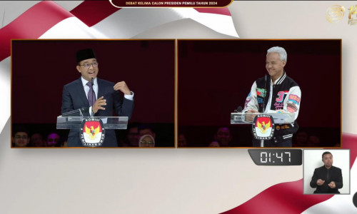 Capres nomor urut 1 Anies Baswedan dan capres nomor urut 3 Ganjar Pranowo. Foto Tangkapan layar Youtube KPU.