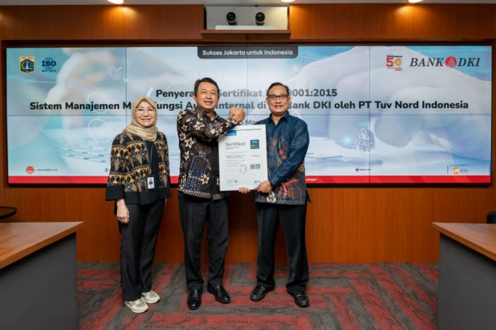 Sistem Manajemen Mutu Audit Internal Bank DKI Raih ISO 9001:2015