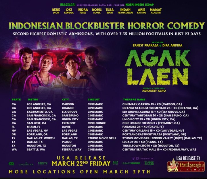 Keren! Film Agak Laen Bakal Tayang di 11 Kota Amerika Serikat
