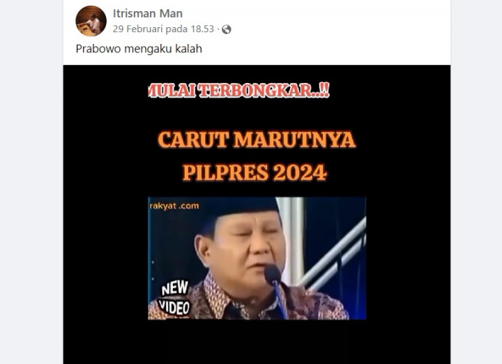 Cek Fakta: Prabowo Mengaku Kalah di Pilpres 2024, Ini Faktanya