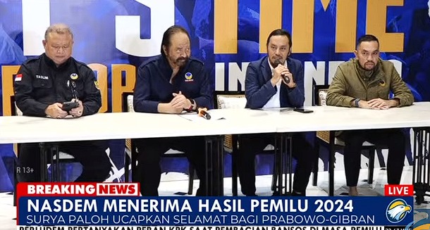 Jadi Pemenang Pilpres 2024, NasDem Ucapkan Selamat Buat Prabowo-Gibran