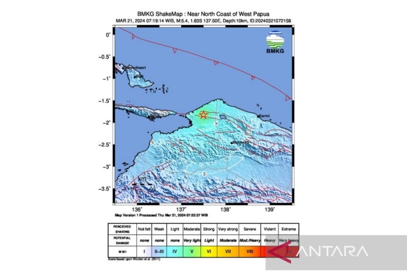 Gempa Magnitudo 5 4 Guncang Memberamo Raya Papua