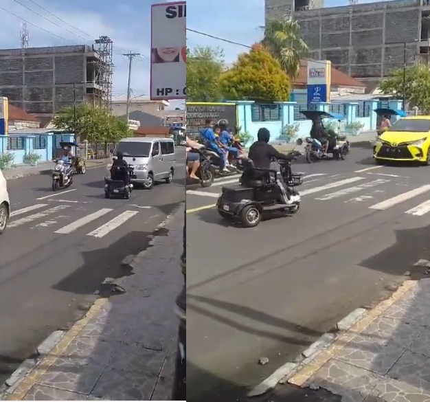 Bak Penguasa Jalanan, Emak-emak Naik Sepeda Listrik Lawan Arah Pengendara Lain Auto Ngalah