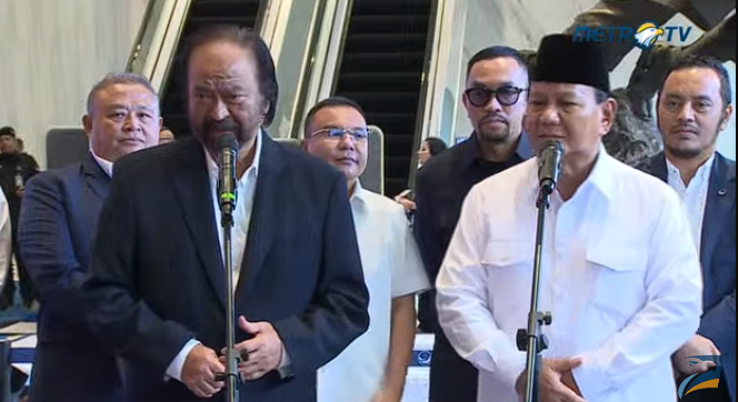 Temui Surya Paloh, Prabowo: Saya Datang untuk Menyampaikan Terima Kasih