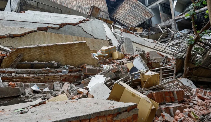Kerusakan akibat gempa yang melanda Taiwan. Foto: EFE-EPA