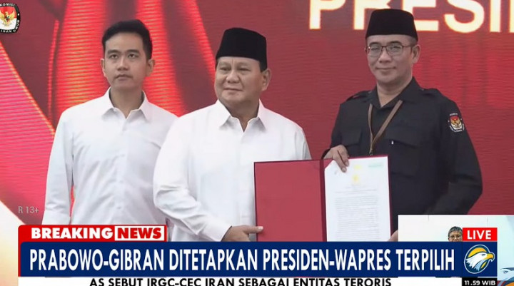 Jadi Presiden dan Wapres Terpilih, Segini Kekayaan Prabowo-Gibran