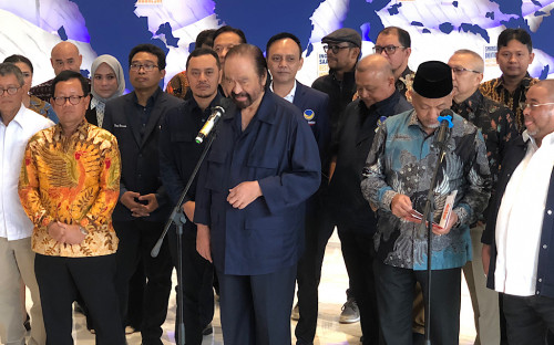 Ketum Partai NasDem Surya Paloh dan Presiden PKS Ahmad Syaikhu/Medcom.id/Theo