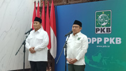 Presiden terpilih periode 2024-2029, Prabowo Subianto, dan Ketua Umum Partai Kebangkitan Bangsa (PKB), Muhaimin Iskandar alias Cak Imin. Medcom.id/Fachri.