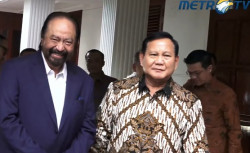Surya Paloh bertemu Prabowo Subianto/Metro TV
