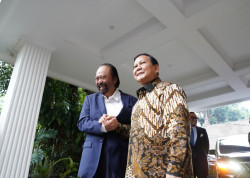 Pertemuan Ketua Umum Partai NasDem Surya Paloh dengan Prabowo Subianto. Medcom.id/Theo