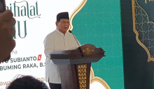 Presiden terpilih Prabowo Subianto di halalbihalal PBNU/Medcom.id/Fachri