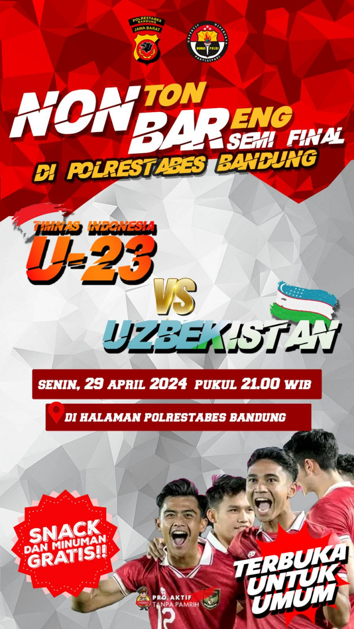 Polrestabes Bandung Gelar Nobar Timnas vs Uzbekistan Besok