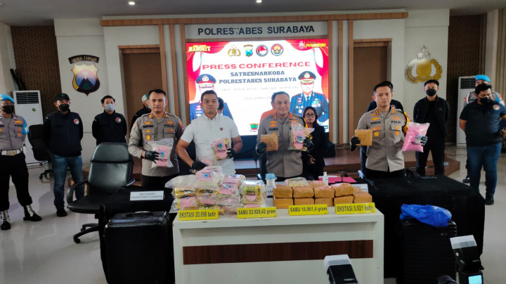 Polrestabes Surabaya Bongkar Peredaran 40 Kg Sabu Jaringan Sumatra-Jawa