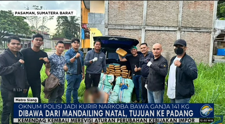 Polisi Ditangkap akibat Jadi Kurir 141 Kg Ganja di Sumbar
