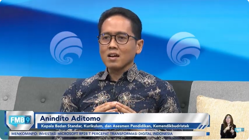 Kepala Badan Standar Kurikulum dan Asesmen Pendidikan (BSKAP), Anindito Aditomo. DOK YouTube FMB9ID_IKP