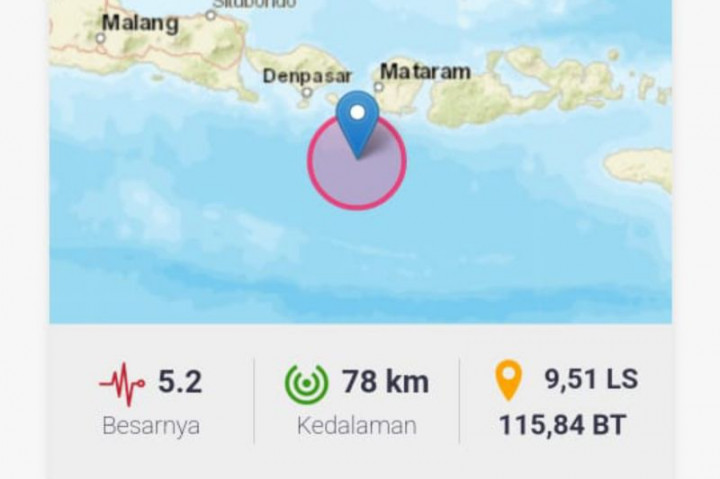 Gempa Magnitudo 5,2 di NTB Jenis Menengah