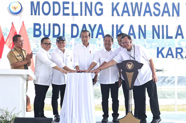 Jokowi Resmikan Model Kawasan Tambak Budi Daya Ikan Nila Salin di Karawang