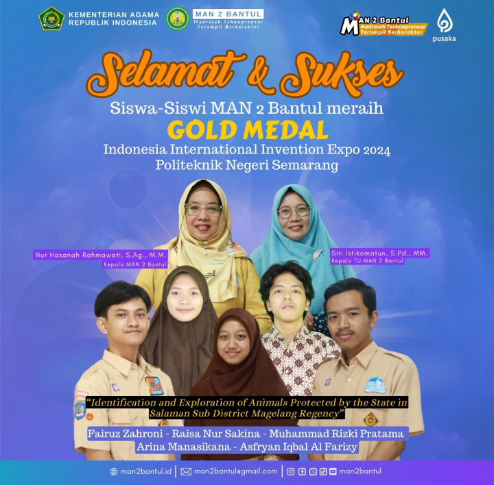 Keren! Siswa MAN 2 Bantul Raih Emas di Indonesia International Invention Expo 2024