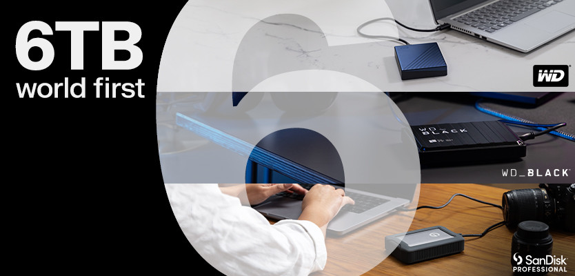 Western Digital menjadi yang pertama menyediakan perangkat penyimpanan portable kapasitas terbesar di dunia yaitu 6TB.