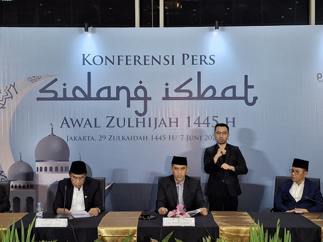 Konferensi pers sidang isbat penetapan awal Zulhijah. Foto: Medcom.id/Kautsar Widya Prabowo