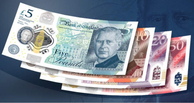 Uang kertas poundsterling Inggris bergambar Raja Charles III. Foto: dok Bank of England (BoE).