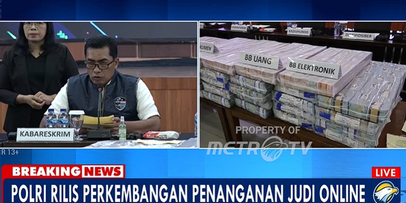 Pengungkapan kasus judi online. (tangkapan layar)