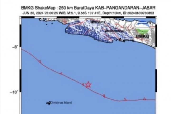Gempa Magnitudo 5,1 Guncang Pangandaran Jawa Barat