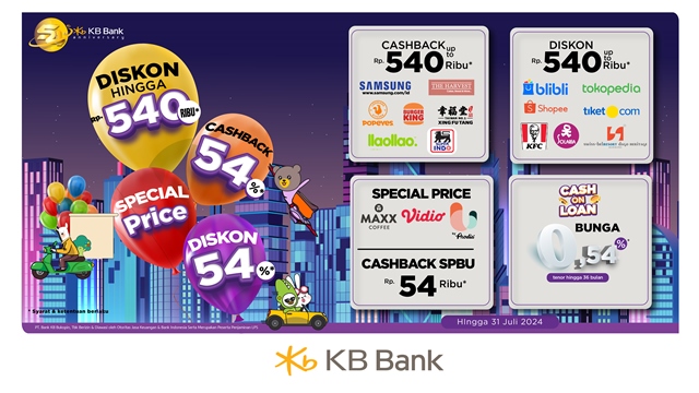 Rayakan HUT ke-54, KB Bank Tebar Diskon Belanja dan Makan hingga 54%