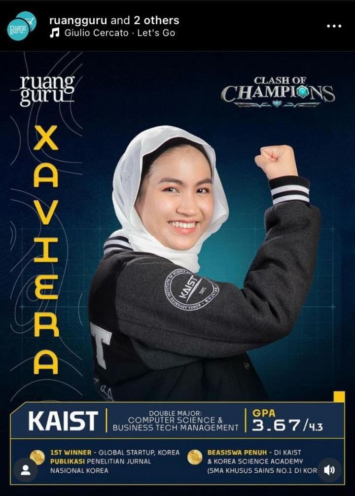 Clash of Champion, Xaviera Dapat Beasiswa di Korea Sejak SMA Kini Kuliah di KAIST